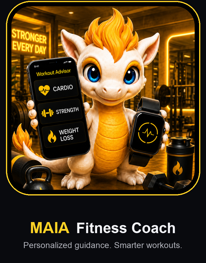MAIA Fitness Coach yellow app badge